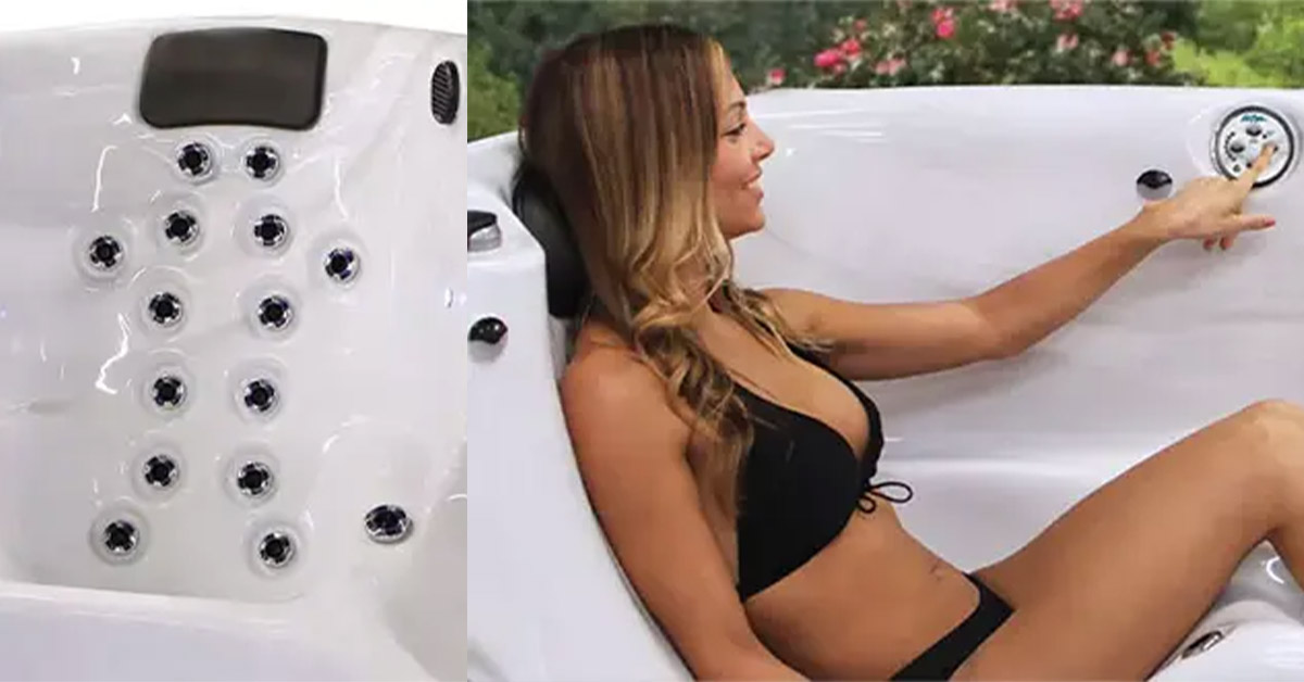 Person relaxing in a Cal Spas hot tub